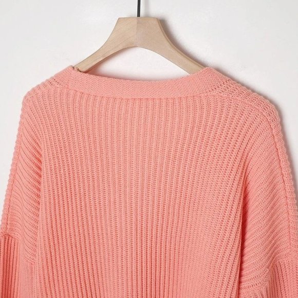 Women's Coral Button-Up Sweater - Picture 7 of 10